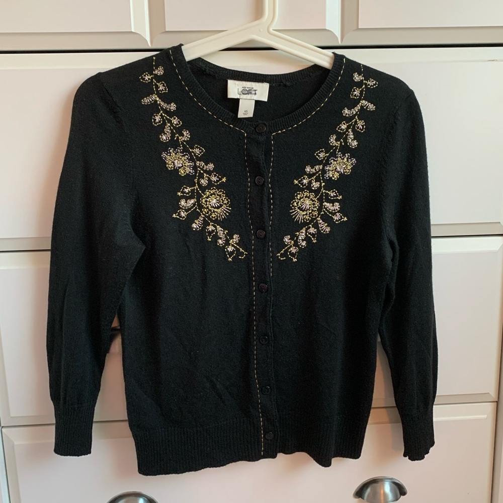 Ann Taylor LOFT embroidered vintage sweater